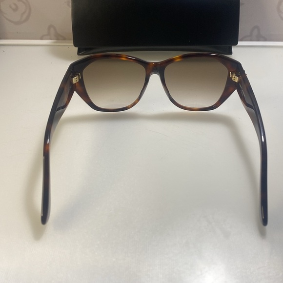 💯 - NWT SAINT LAURENT YSL SLM8/F 003 Havana Brown Gold Logo 56 mm Women's Su… - Picture 8 of 12